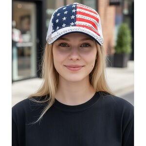 American Flag Cap with Rhinestones